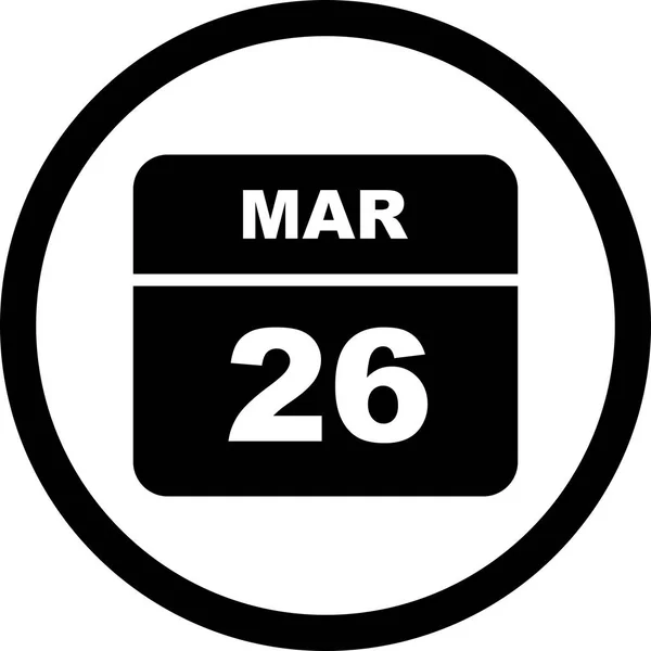 26 Marzo Data in un Calendario Unico Giorno — Foto Stock