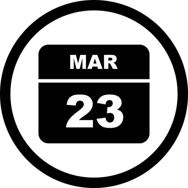 23 Marzo Data in un Calendario Unico Giorno — Foto Stock