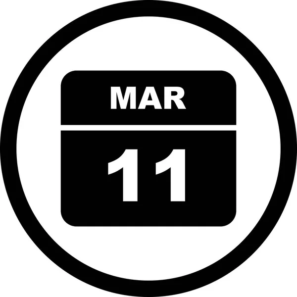 11 Marzo Data su un Calendario Unico Giorno — Foto Stock