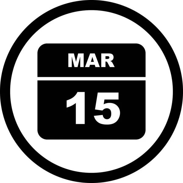 15th Μαρτίου ημερομηνία σε ημερολόγιο μίας ημέρας — Φωτογραφία Αρχείου