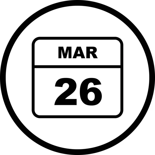 26 mars datum på en enda dag kalender — Stockfoto