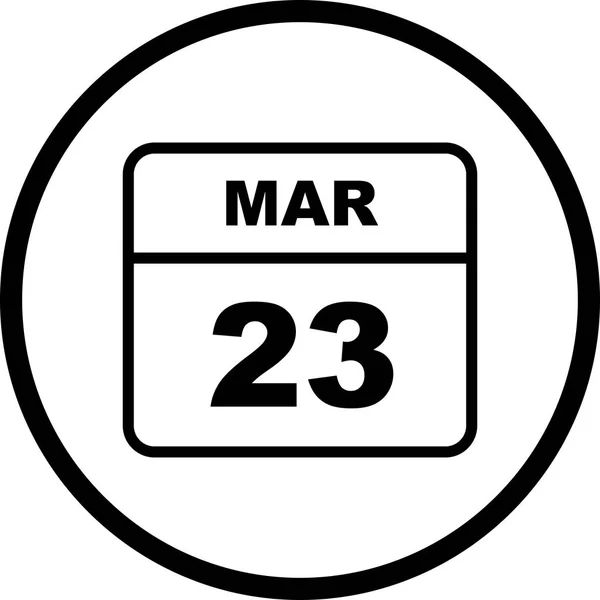 23 Marzo Data in un Calendario Unico Giorno — Foto Stock