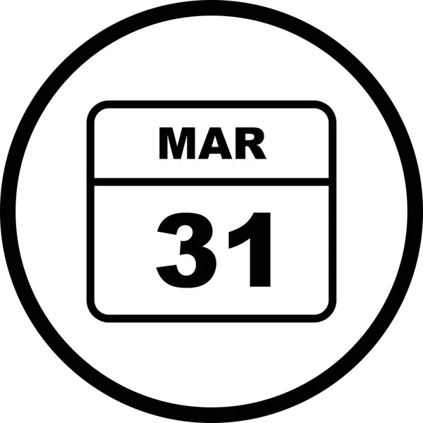 31 mars datum på en enda dag kalender — Stockfoto