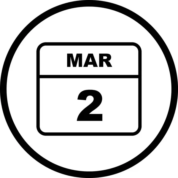 2 mars datum på en enda dag kalender — Stockfoto