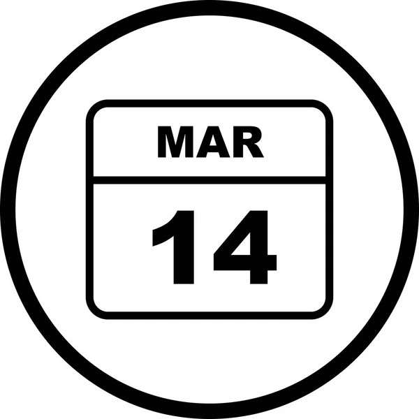 Μάρτιος 14th ημερομηνία σε ένα ημερολόγιο μιας μέρας — Φωτογραφία Αρχείου