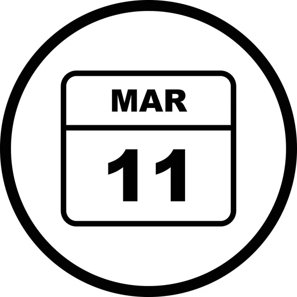 11 de marzo Fecha en un calendario de un solo día —  Fotos de Stock
