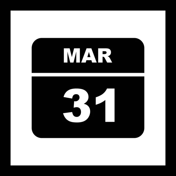 31 mars datum på en enda dag kalender — Stockfoto