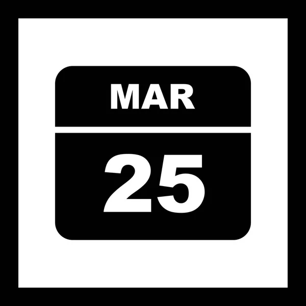 25 mars datum på en enda dag kalender — Stockfoto