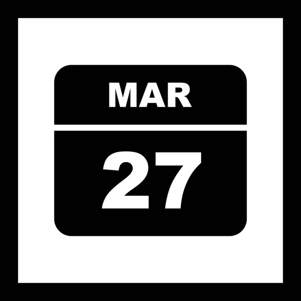 27. März Datum an einem einzigen Tag Kalender — Stockfoto