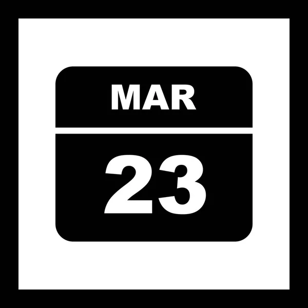 23 марта в календаре одного дня — стоковое фото