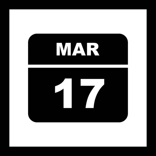 Дата 17 марта в календаре одного дня — стоковое фото