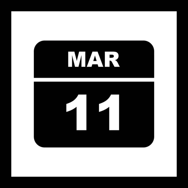 Březen 11. datum v kalendáři jednoho dne — Stock fotografie
