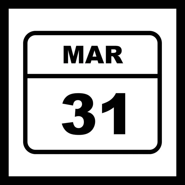 31. März Datum an einem einzigen Tag Kalender — Stockfoto