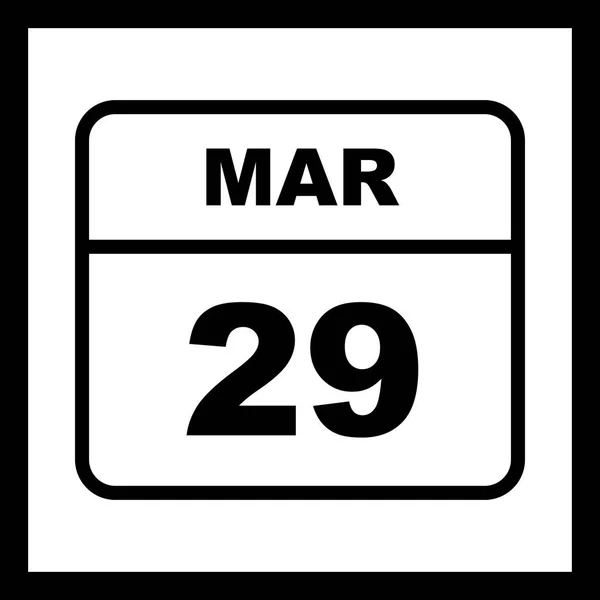 29 Marzo Data in un Calendario Unico Giorno — Foto Stock
