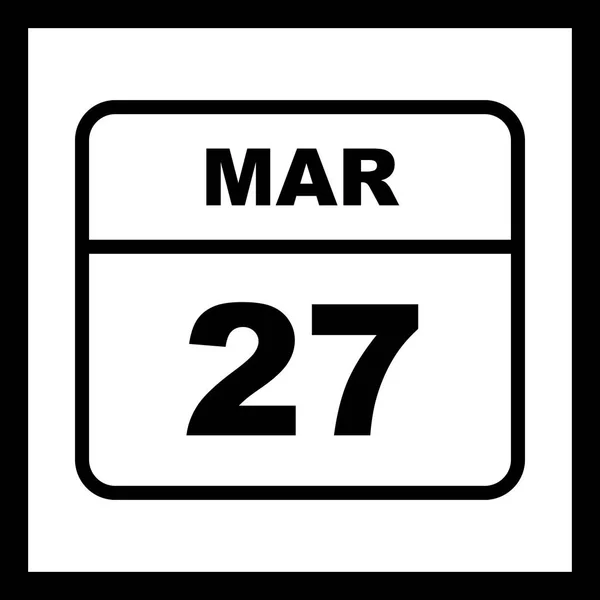 27 Marzo Data in un Calendario Unico Giorno — Foto Stock