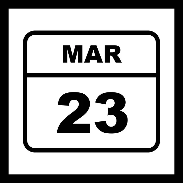 23 Marzo Data in un Calendario Unico Giorno — Foto Stock