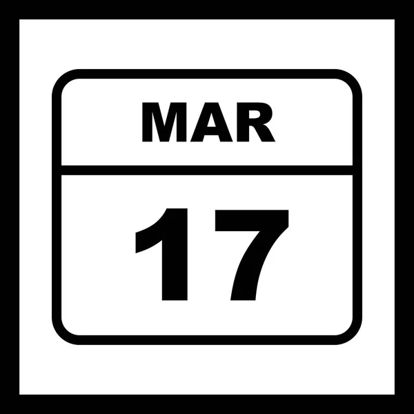 17 de março Data em um calendário único dia — Fotografia de Stock