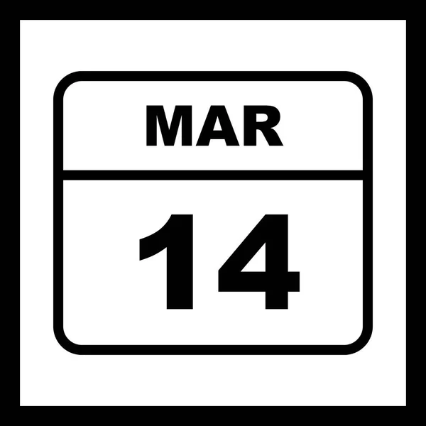 14 marca Data w kalendarzu jednodniowe — Zdjęcie stockowe