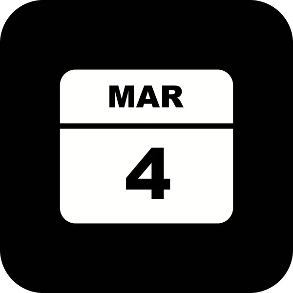 March 4th Date on a Single Day Calendar — Stock Photo, Image