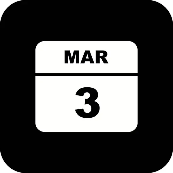 March 3rd Date on a Single Day Calendar — Stock Photo, Image