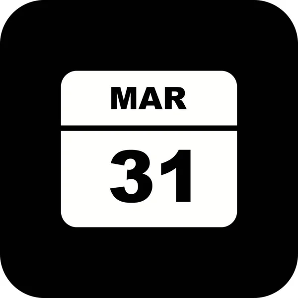 31 mars Date sur un calendrier d'un seul jour — Photo