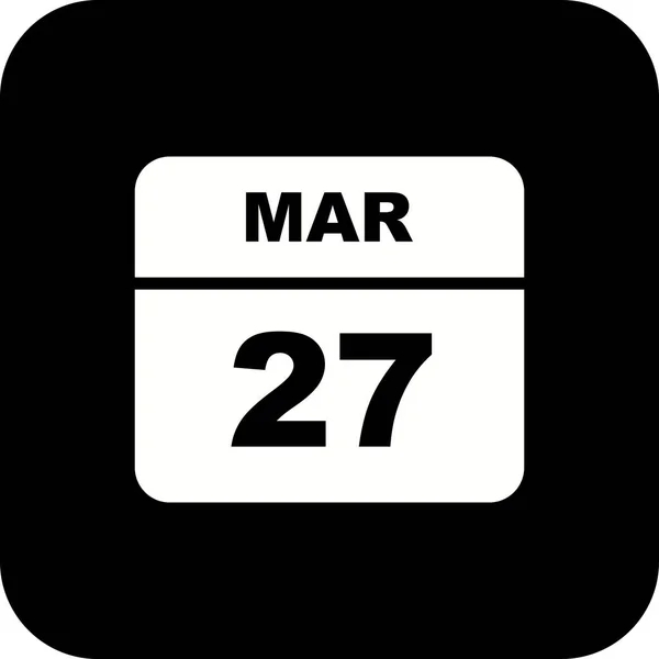 27th Μαρτίου ημερομηνία σε ημερολόγιο μίας ημέρας — Φωτογραφία Αρχείου