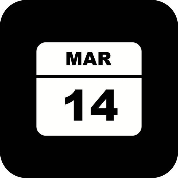 Дата 14 марта в календаре одного дня — стоковое фото