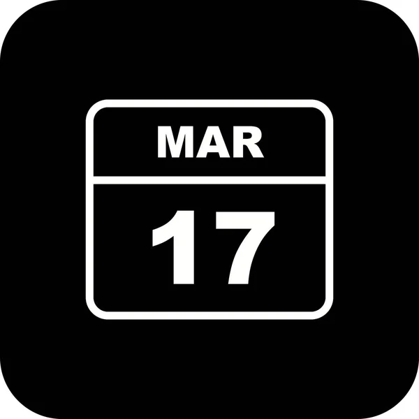 17th Μαρτίου ημερομηνία σε ημερολόγιο μίας ημέρας — Φωτογραφία Αρχείου