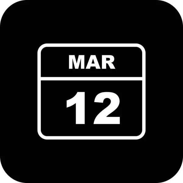 12 mars Date sur un calendrier d'un seul jour — Photo