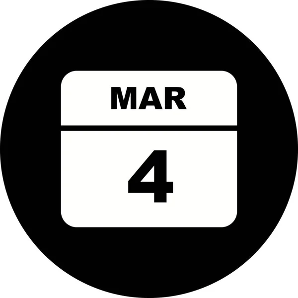 04 de março Data em um calendário de um único dia — Fotografia de Stock