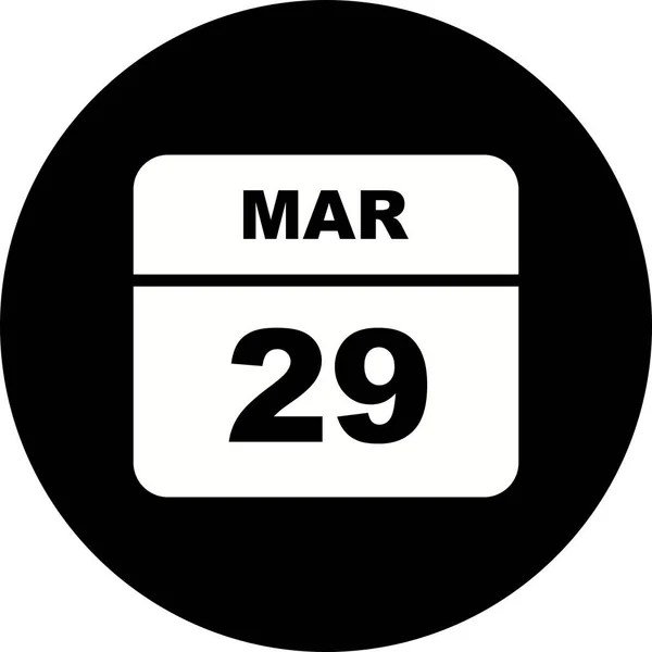 29 de marzo Fecha en un calendario de un solo día — Foto de Stock