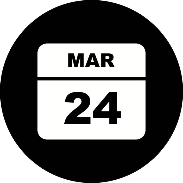 Március 24. dátum egy egynapos naptár — Stock Fotó