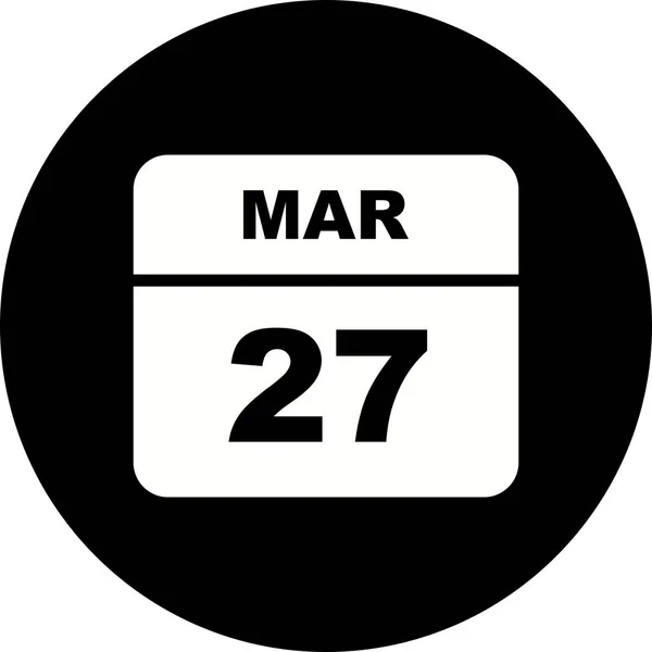 27 de marzo Fecha en un calendario de un solo día — Foto de Stock
