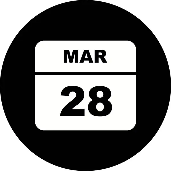 28 de marzo Fecha en un calendario de un solo día — Foto de Stock