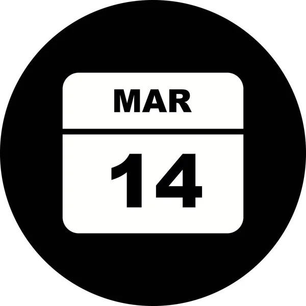 14 de marzo Fecha en un calendario de un solo día —  Fotos de Stock