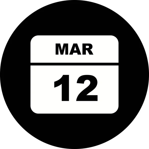 March 12th Date on a Single Day Calendar — Stock Photo, Image