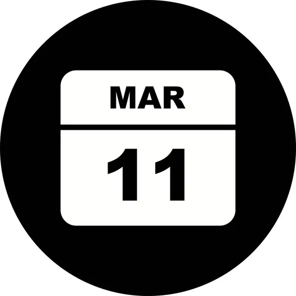 11 mars datum på en enda dag kalender — Stockfoto