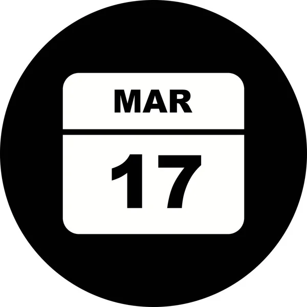 3月17日1日のカレンダーの日付 — ストック写真