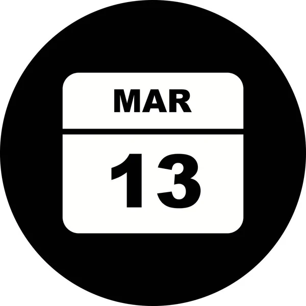 13 de marzo Fecha en un calendario de un solo día —  Fotos de Stock