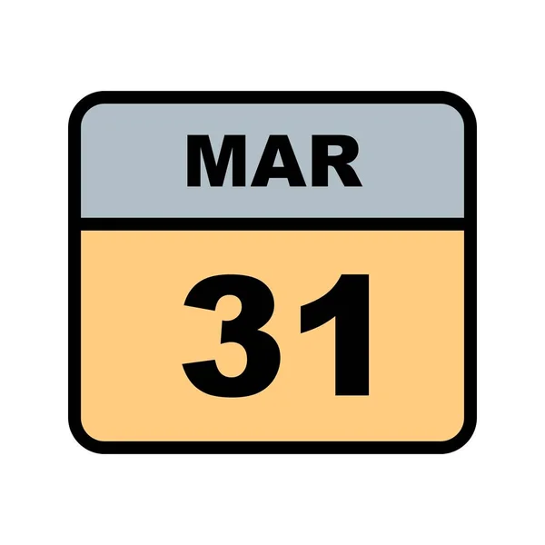 31st Μαρτίου ημερομηνία σε ημερολόγιο μίας ημέρας — Φωτογραφία Αρχείου