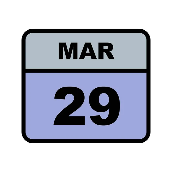 29 Marzo Data in un Calendario Unico Giorno — Foto Stock