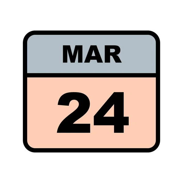 24. březen-datum v kalendáři jednoho dne — Stock fotografie