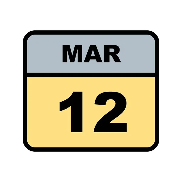 12 de marzo Fecha en un calendario de un solo día — Foto de Stock