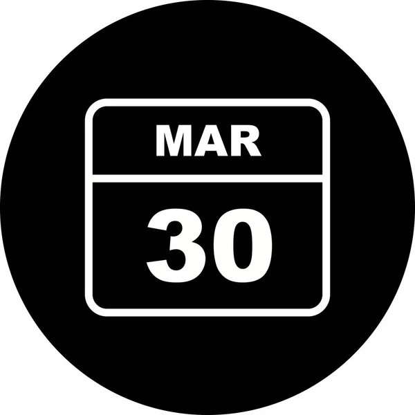 30 de março Data em um calendário único dia — Fotografia de Stock