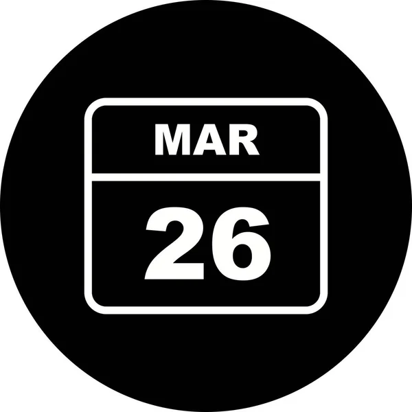 26 mars datum på en enda dag kalender — Stockfoto