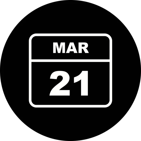 21 mars datum på en enda dag kalender — Stockfoto