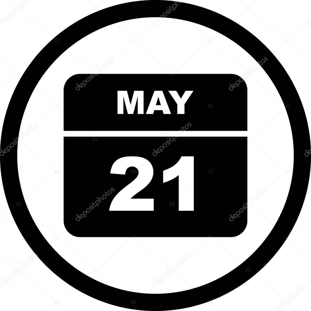 May 21st Date on a Single Day Calendar
