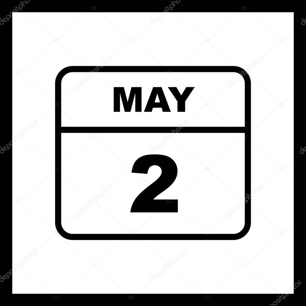 May 2nd Date on a Single Day Calendar