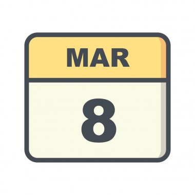 8 Mart tek günlük takvim tarih