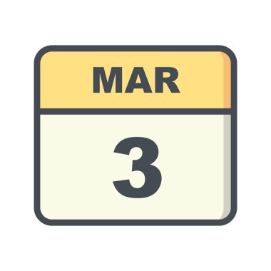 3 Mart Tarih tek gün takvim